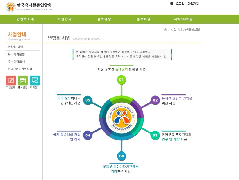 한국유치원총연합회 홈페이지 캡쳐